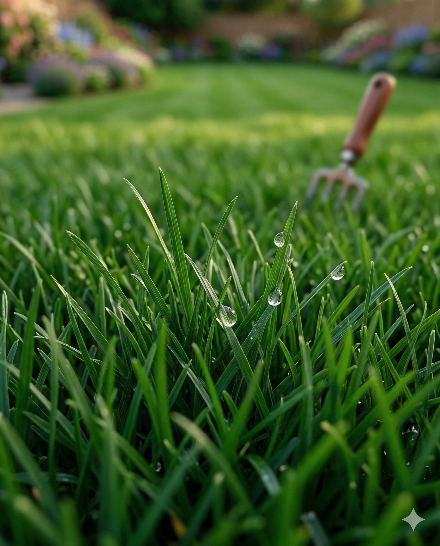 Close-up view of an healthy lawn